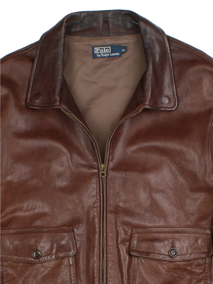 Ralph Lauren Leather Harrington Jacket (Size L)