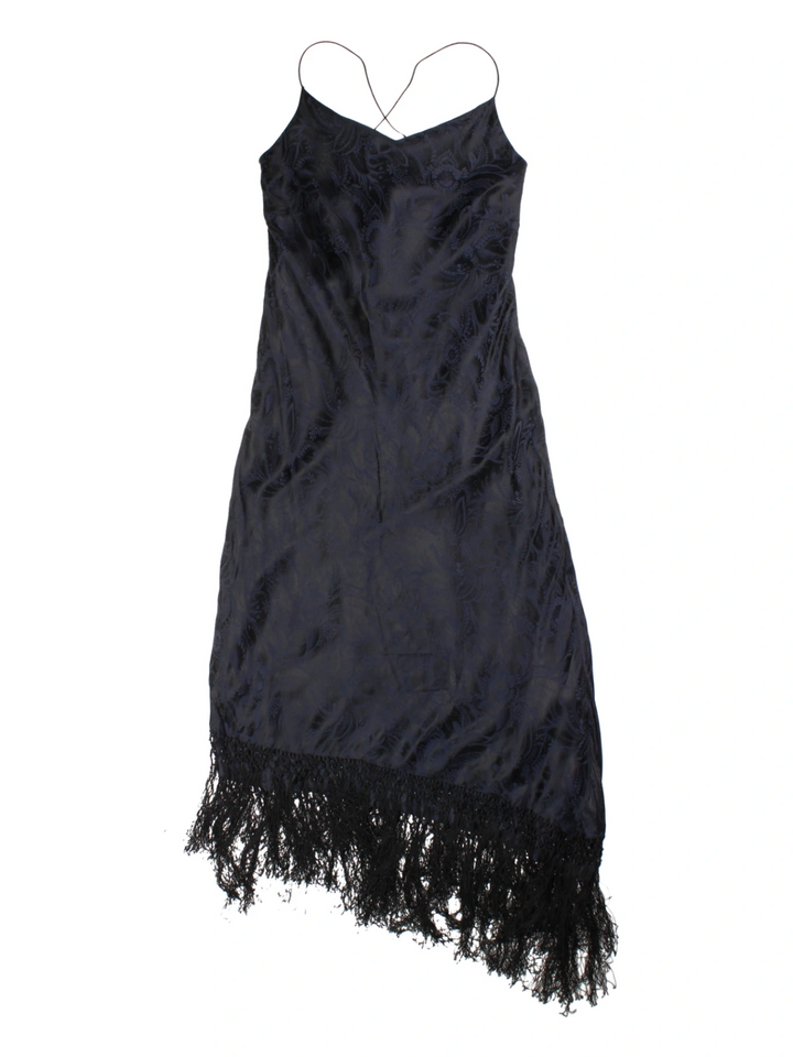 90's Paisley Fringed Maxi Dress (Size S)