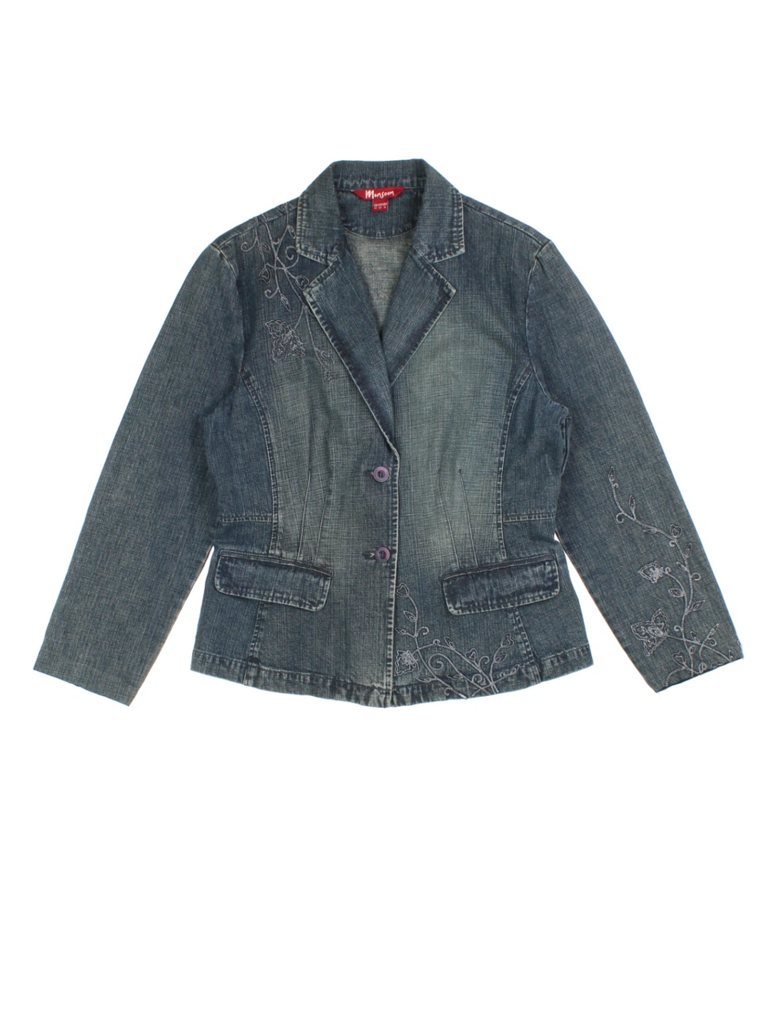 Y2K Embroidered Denim Jacket (Size S)