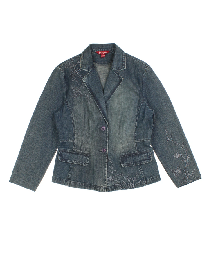 Y2K Embroidered Denim Jacket (Size S)