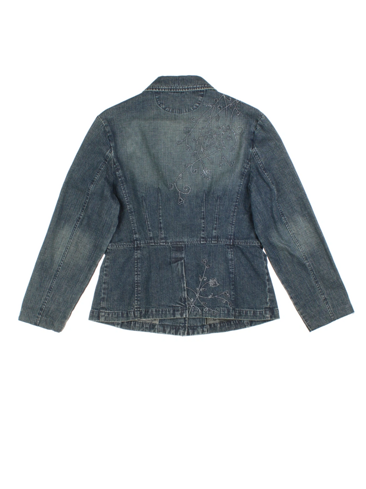 Y2K Embroidered Denim Jacket (Size S)