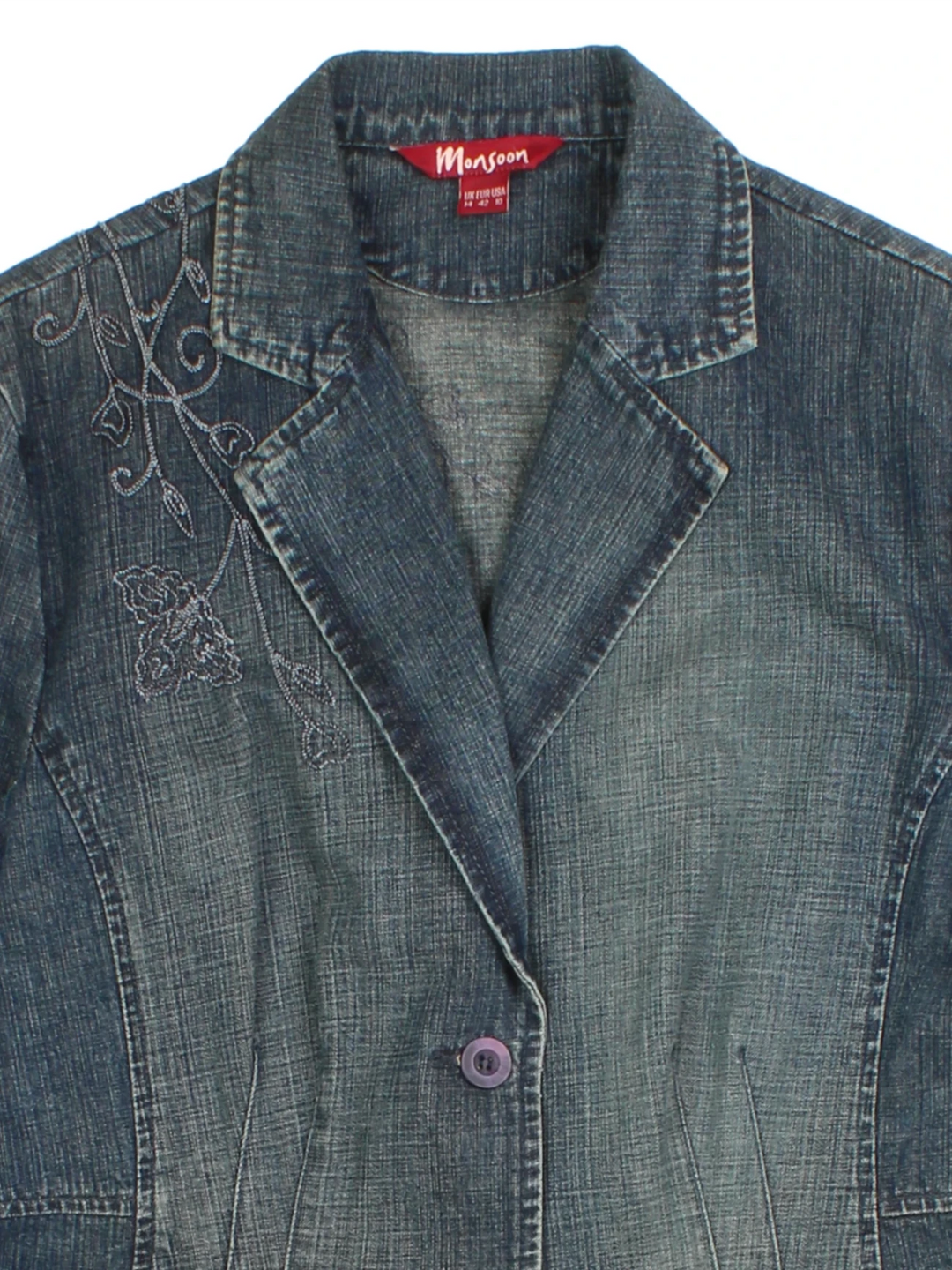 Y2K Embroidered Denim Jacket (Size S)