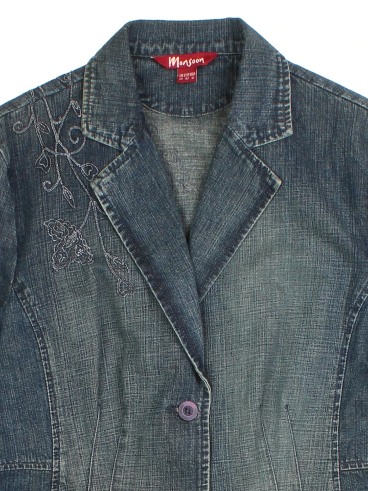 Y2K Embroidered Denim Jacket (Size S)