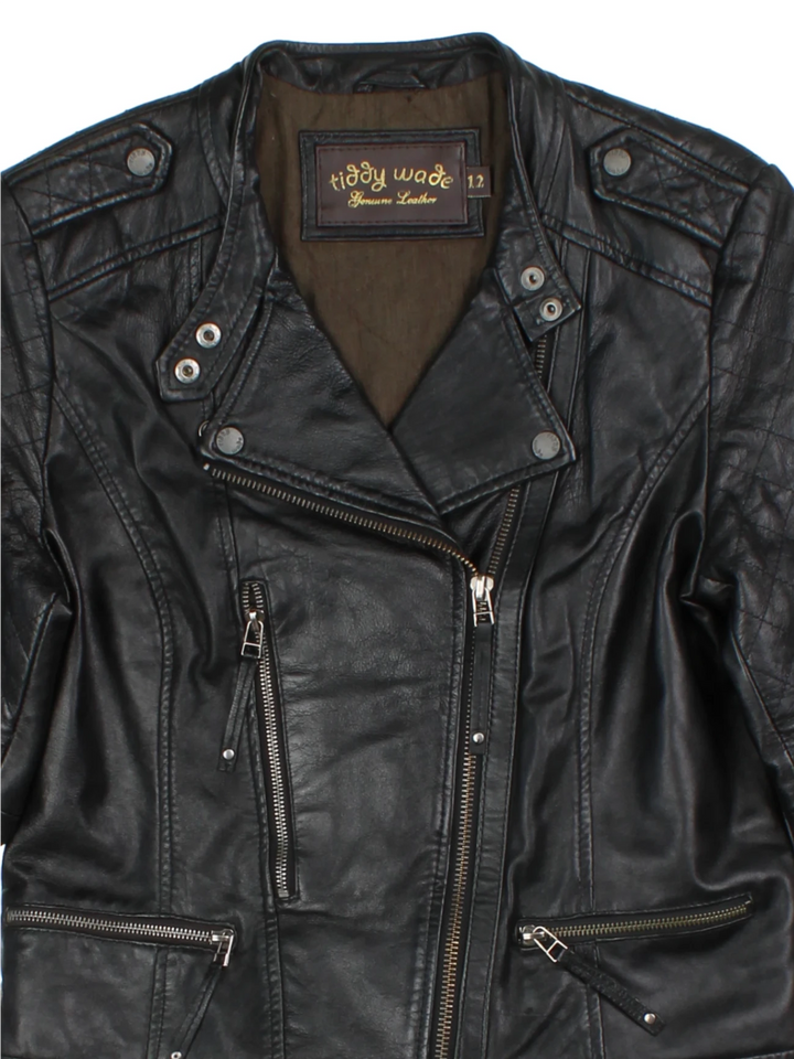 Leather Biker Jacket (Size S)
