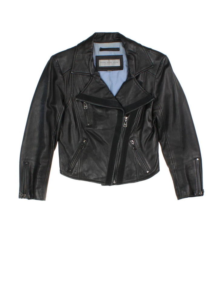 Y2K Marc New York Leather Biker Jacket (Size XXS)
