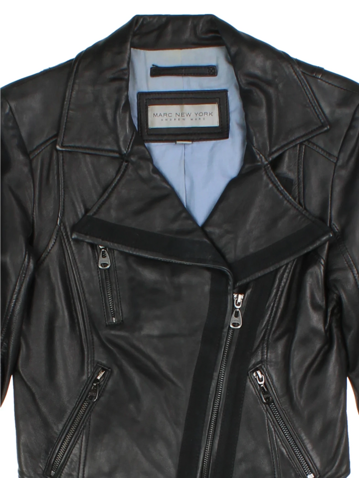 Y2K Marc New York Leather Biker Jacket (Size XXS)