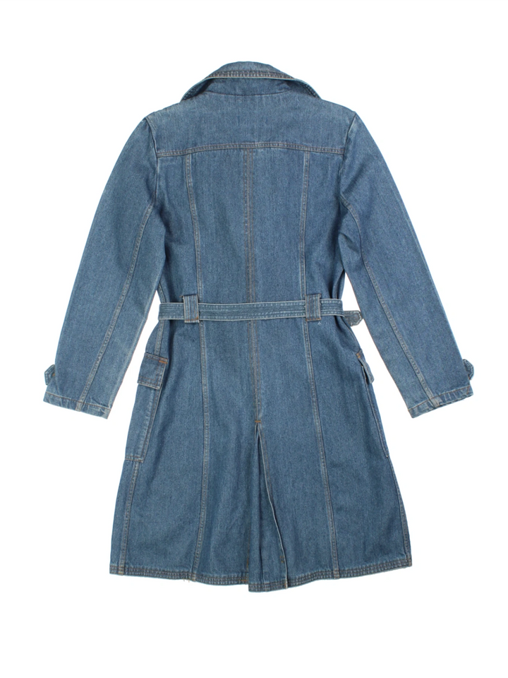 Y2K River Island Denim Trench Coat (Size M)