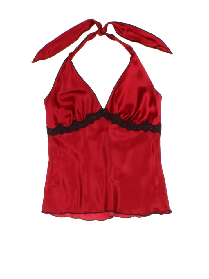 Y2K Satin Halter Top (Size S)
