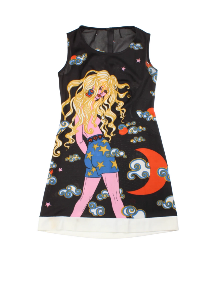 Y2K Graphic Print Mini Dress (Size XXS)