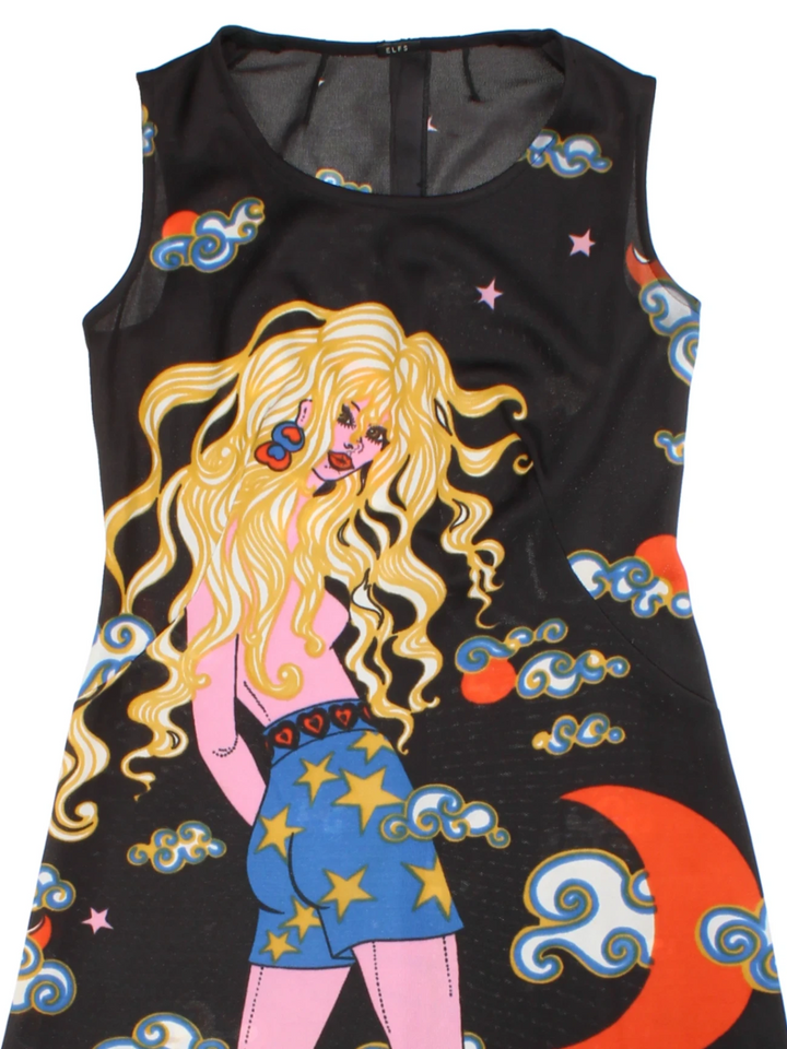 Y2K Graphic Print Mini Dress (Size XXS)