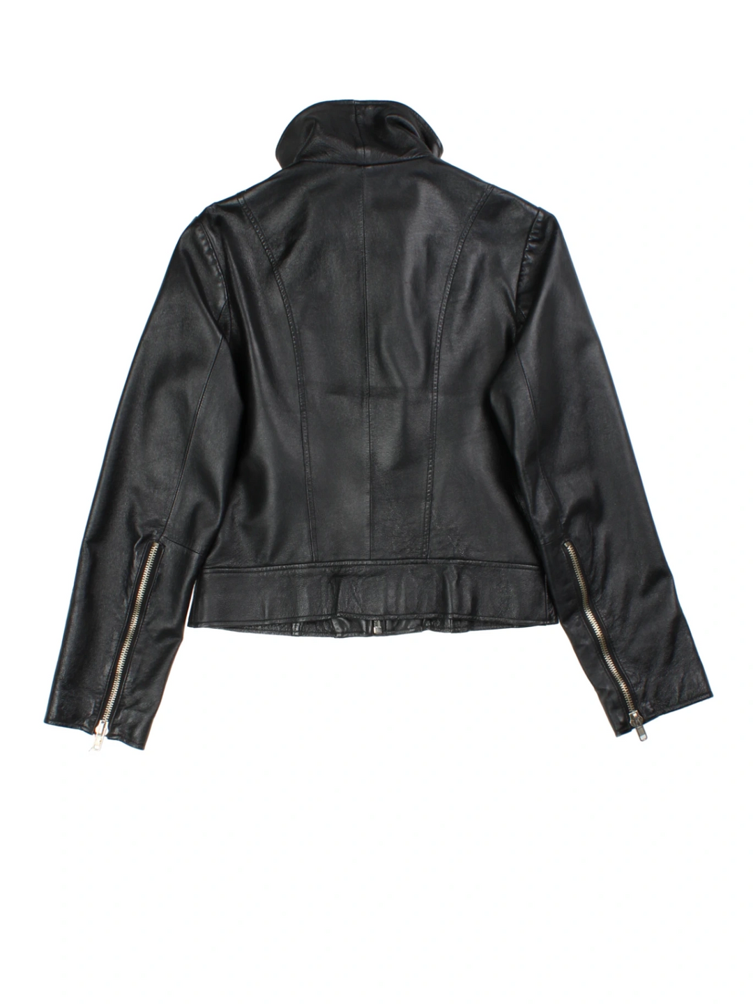 Y2K Morgan Funnel Neck Leather Jacket (Size XS)