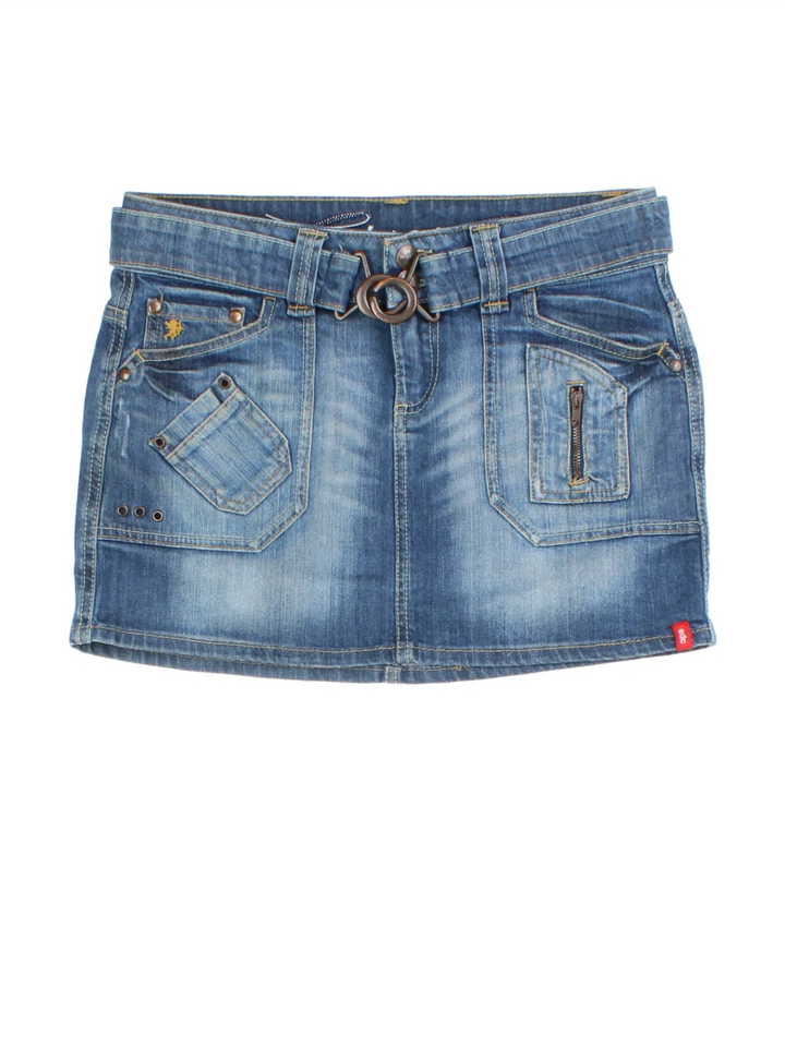 Y2K Denim Mini Skirt (Size L)