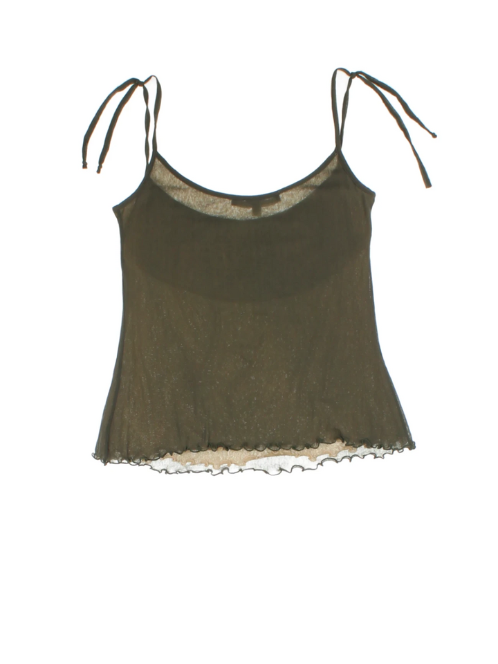 Annarita N Sheer Tie Strap Tank Top (Size M)