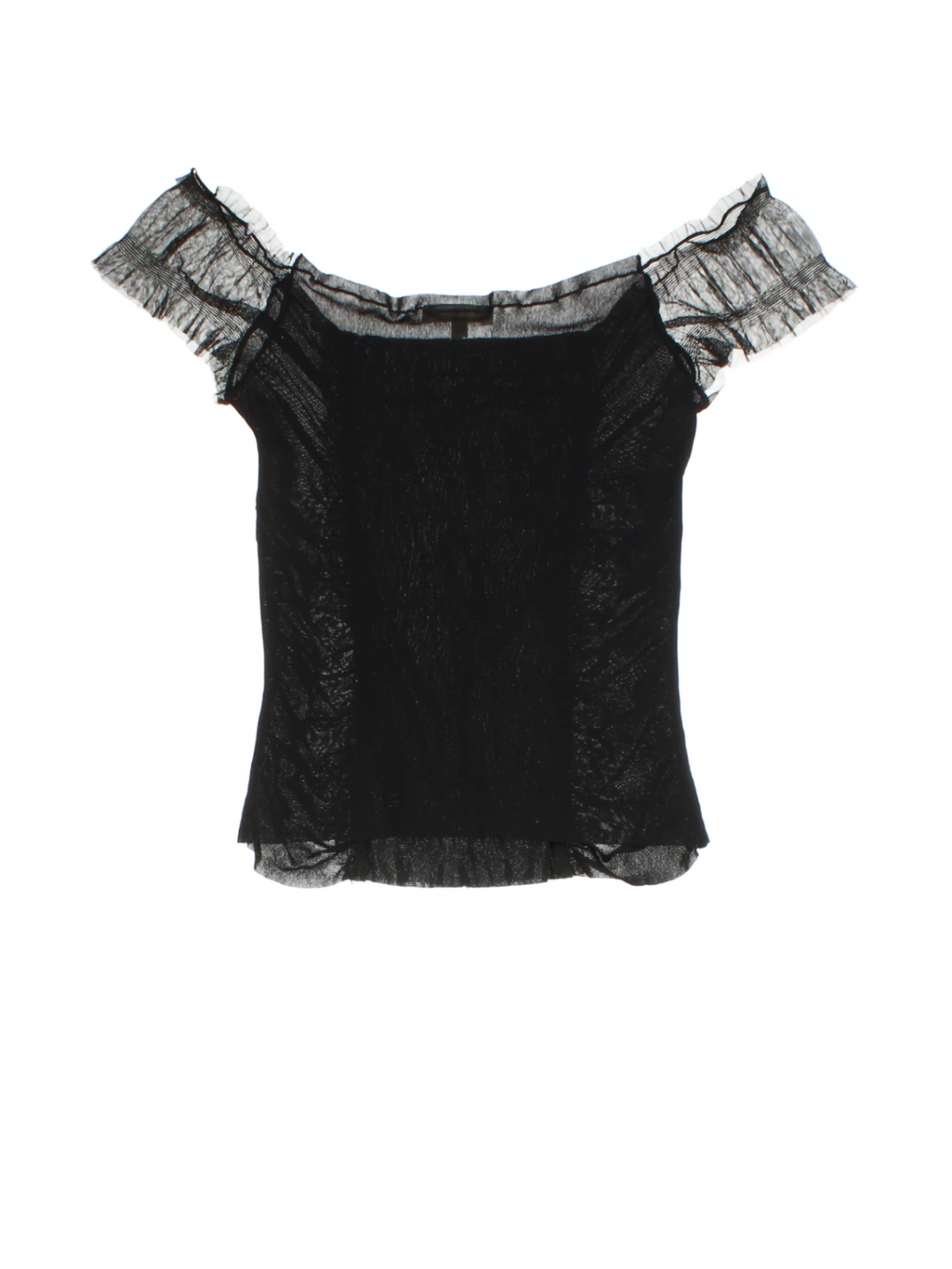 Y2K Sheer Mesh Ruffle Top (Size XS)
