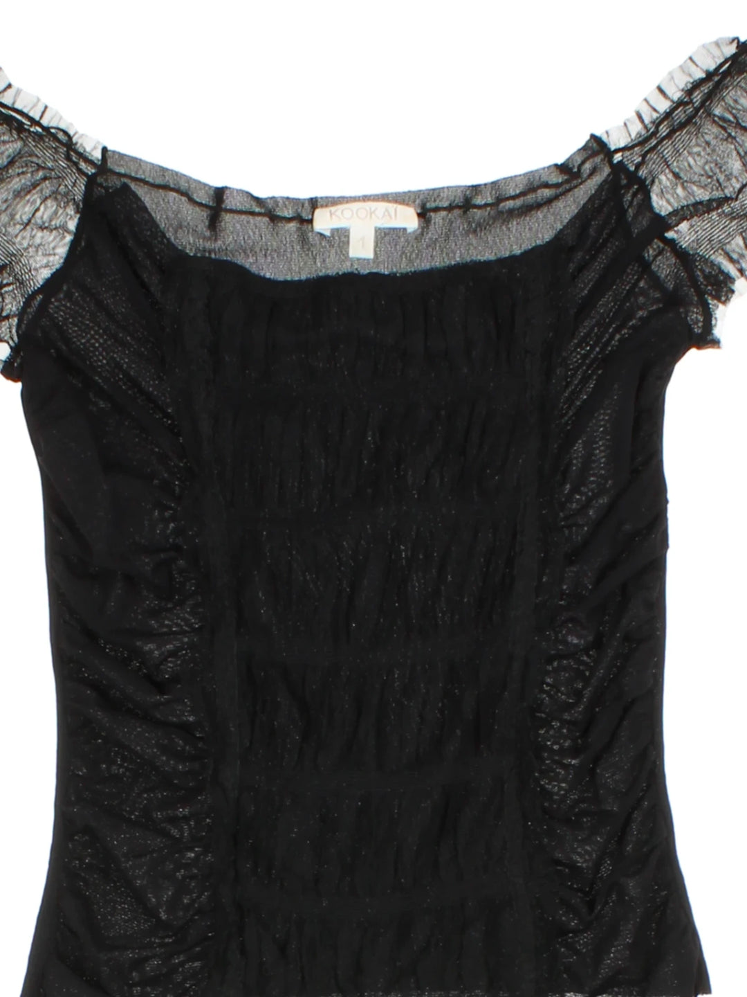 Y2K Sheer Mesh Ruffle Top (Size XS)