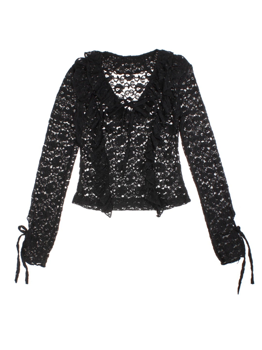 Y2K Sheer Lace Ruffle Top (Size M)
