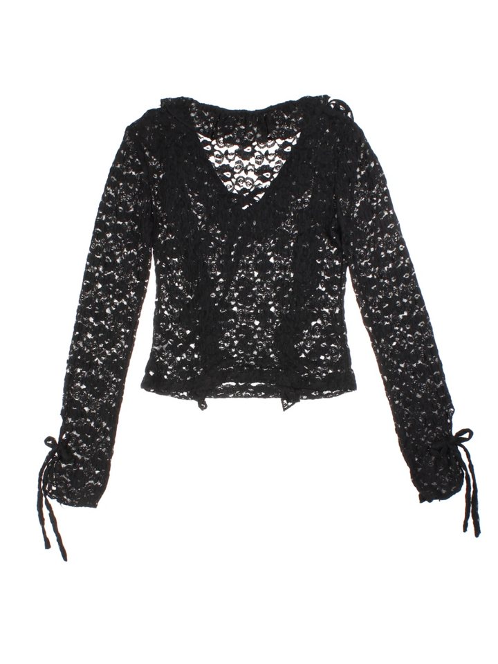 Y2K Sheer Lace Ruffle Top (Size M)