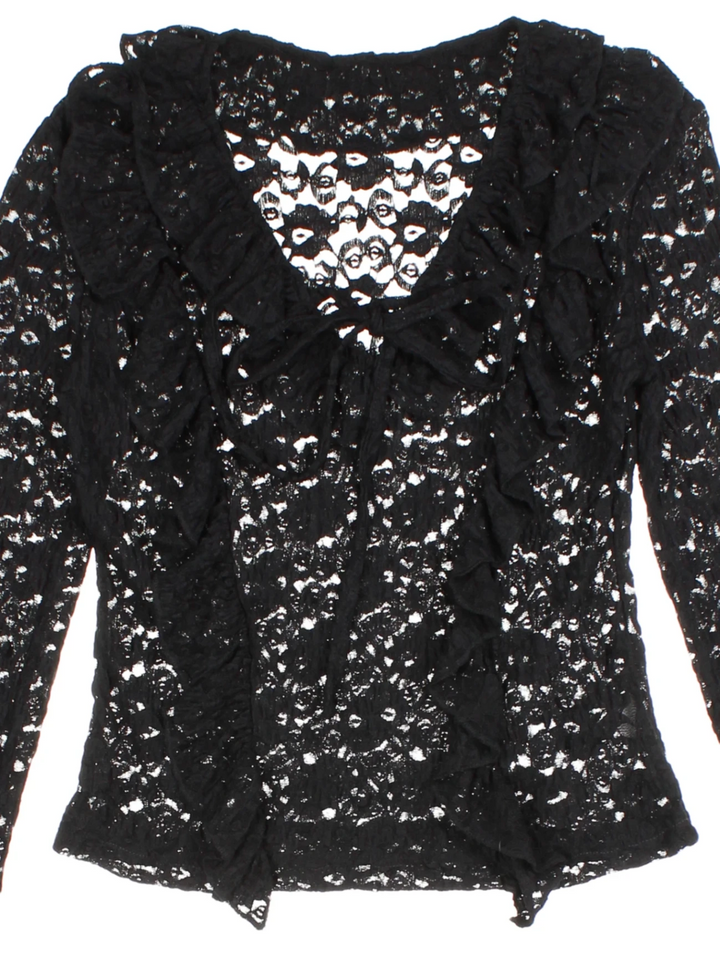 Y2K Sheer Lace Ruffle Top (Size M)