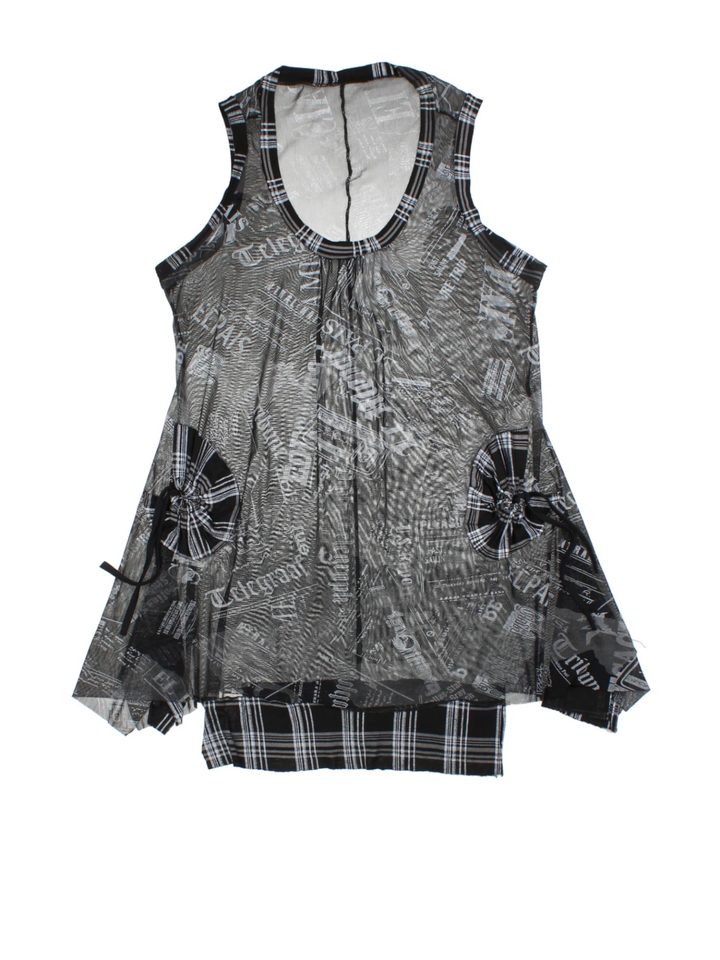 Y2K Newsprint Mini Dress (Size L)