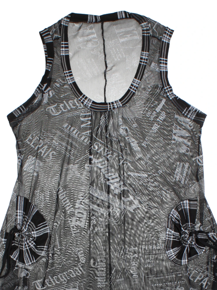 Y2K Newsprint Mini Dress (Size L)