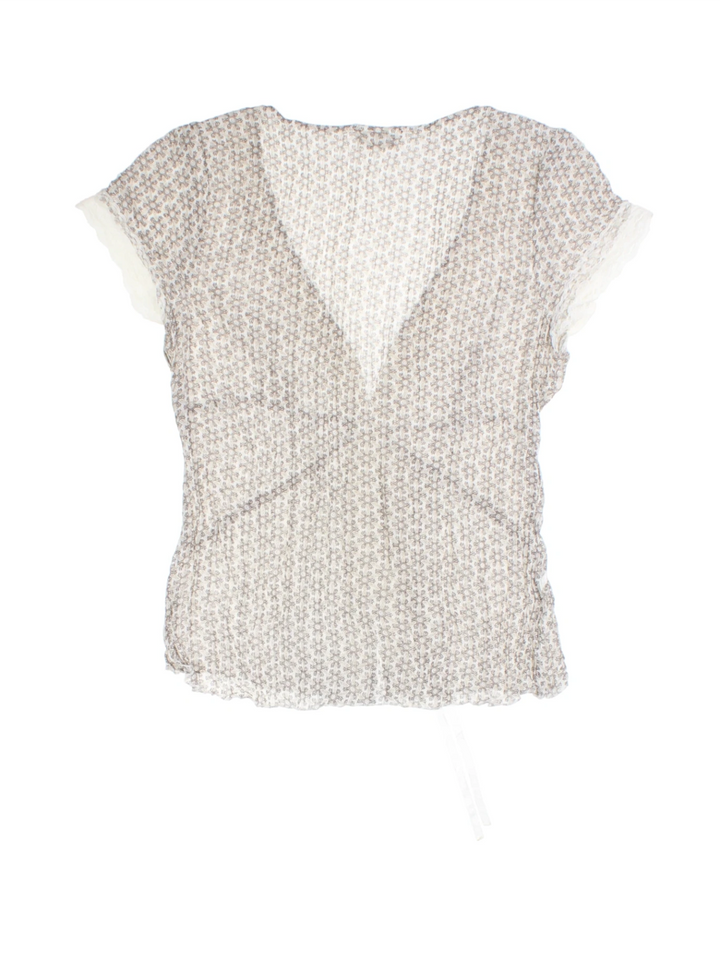 Y2K Floral Lace Tie-Front Top (Size M)