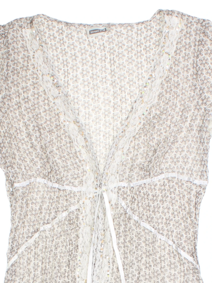Y2K Floral Lace Tie-Front Top (Size M)