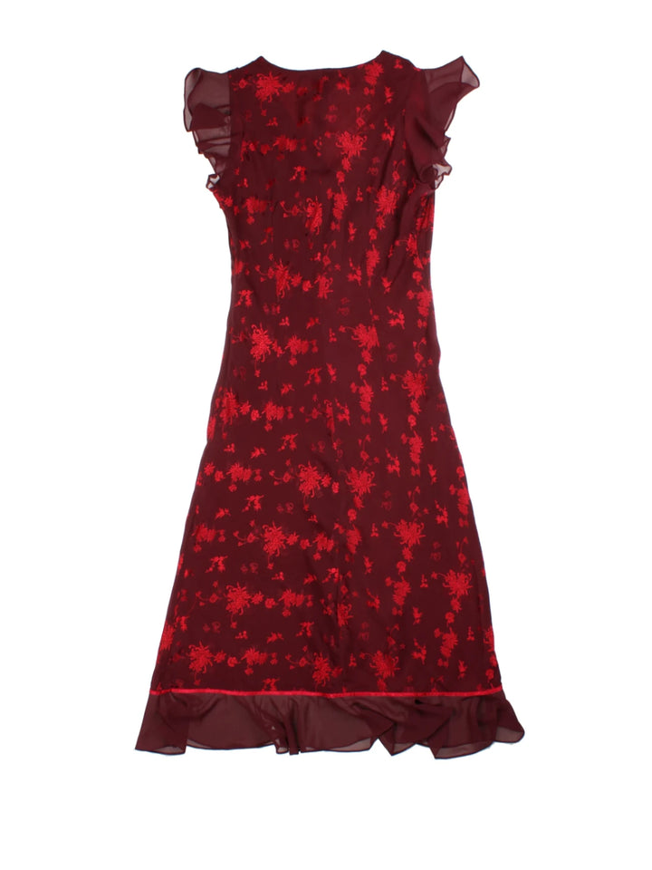 Y2K Silk Floral Midi Dress (Size S)