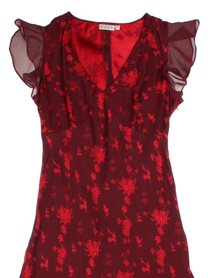 Y2K Silk Floral Midi Dress (Size S)