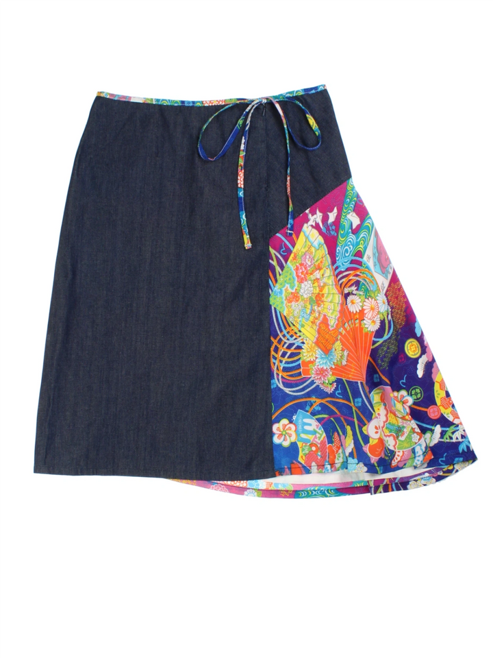 Y2K Evisu Denim Midi Skirt (Size L)