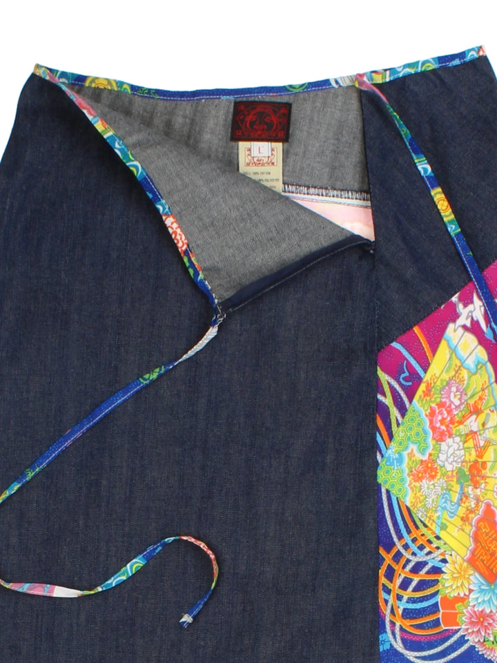 Y2K Evisu Denim Midi Skirt (Size L)
