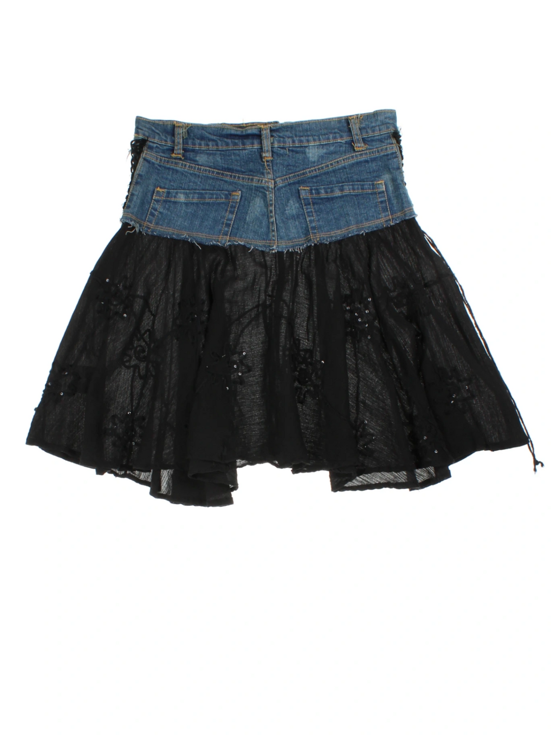 Y2K Denim Mesh Mini Skirt (Size M)