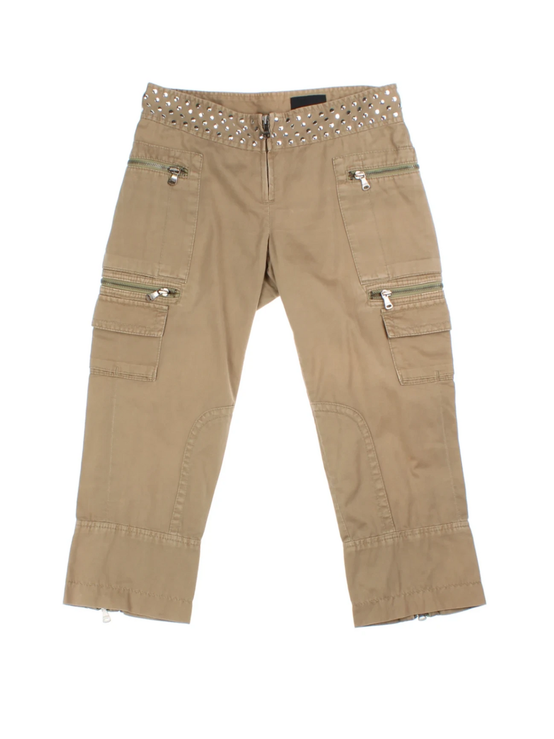 Y2K Studded Cargo Capri Trousers (Size XXS)