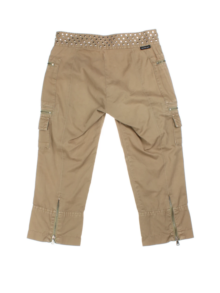 Y2K Studded Cargo Capri Trousers (Size XXS)