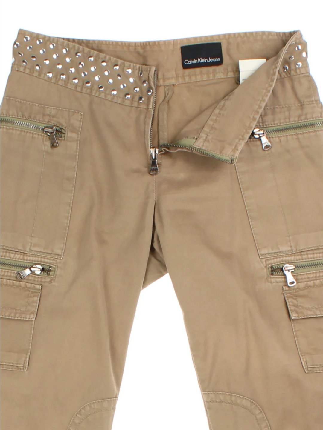 Y2K Studded Cargo Capri Trousers (Size XXS)