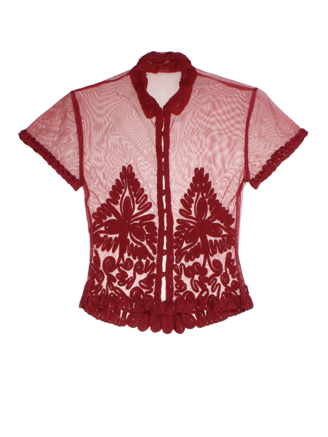 Y2K Embroidered Blouse (Size XS)