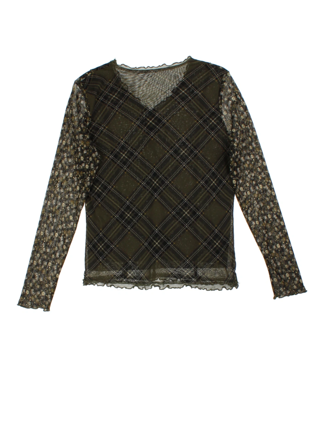 Y2K Mesh Floral Top (Size L)
