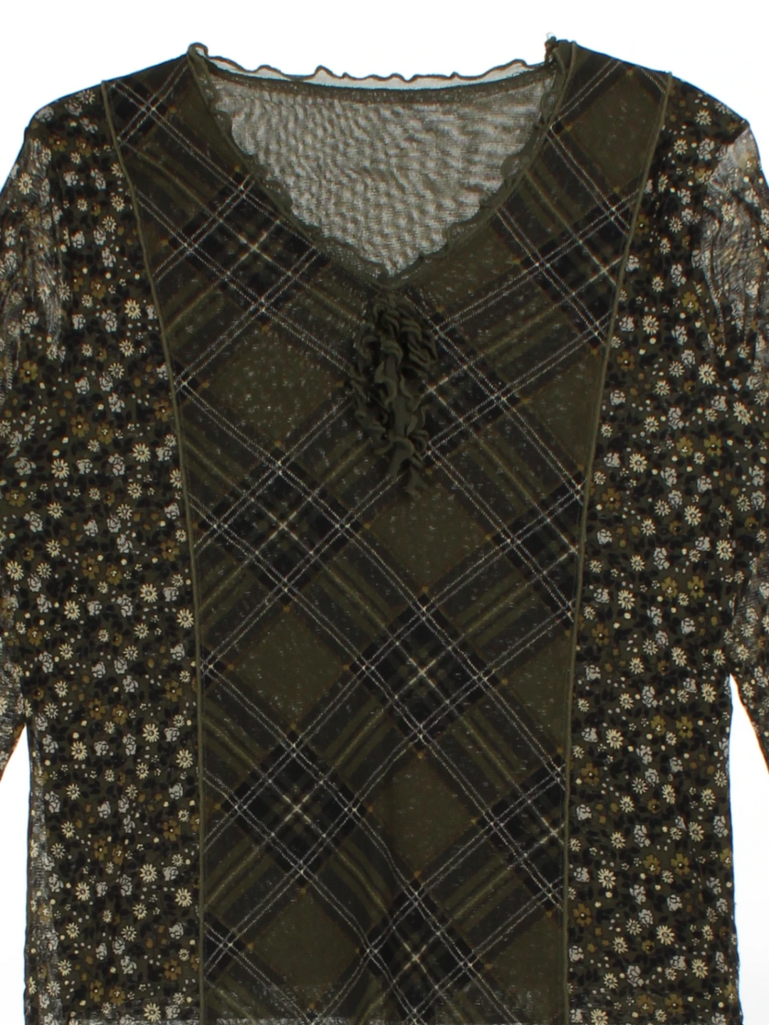 Y2K Mesh Floral Top (Size L)