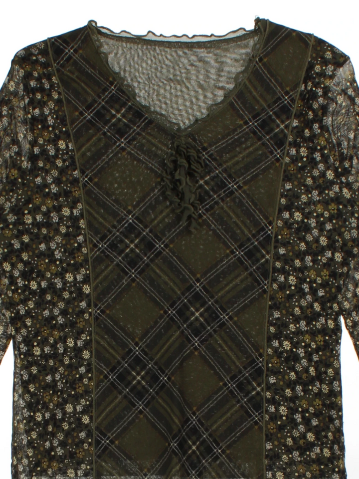 Y2K Mesh Floral Top (Size L)