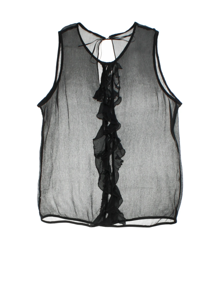 Y2K Sheer Ruffle Blouse (Size S)