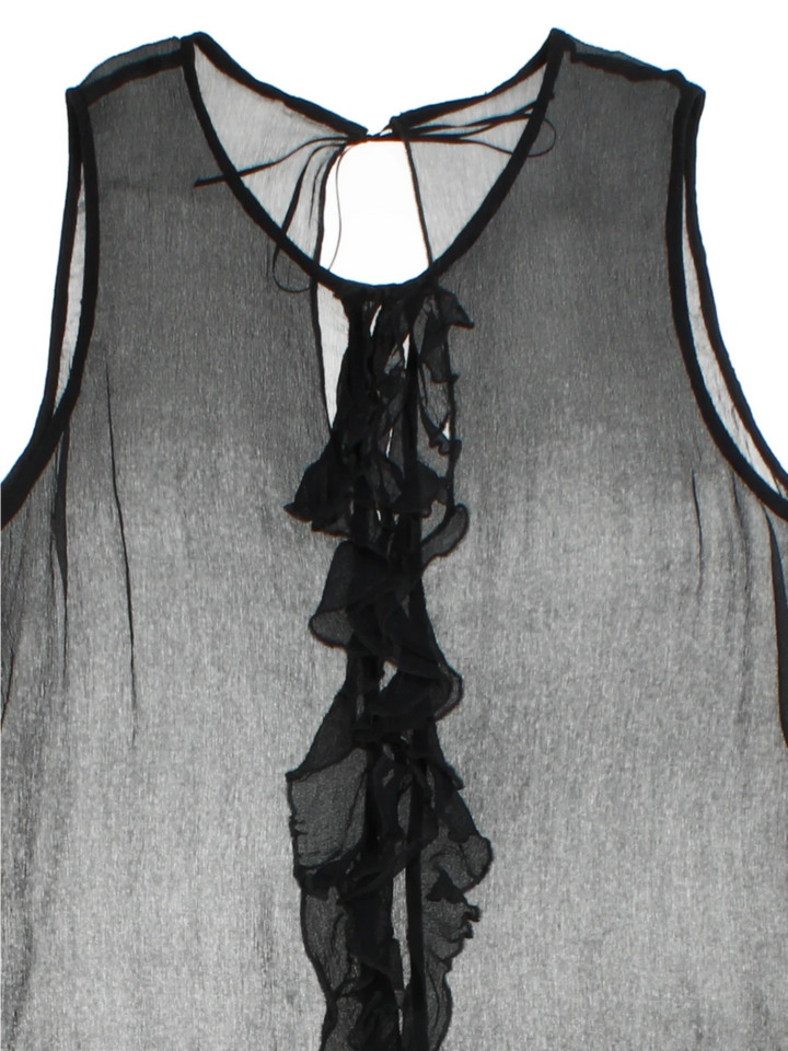 Y2K Sheer Ruffle Blouse (Size S)