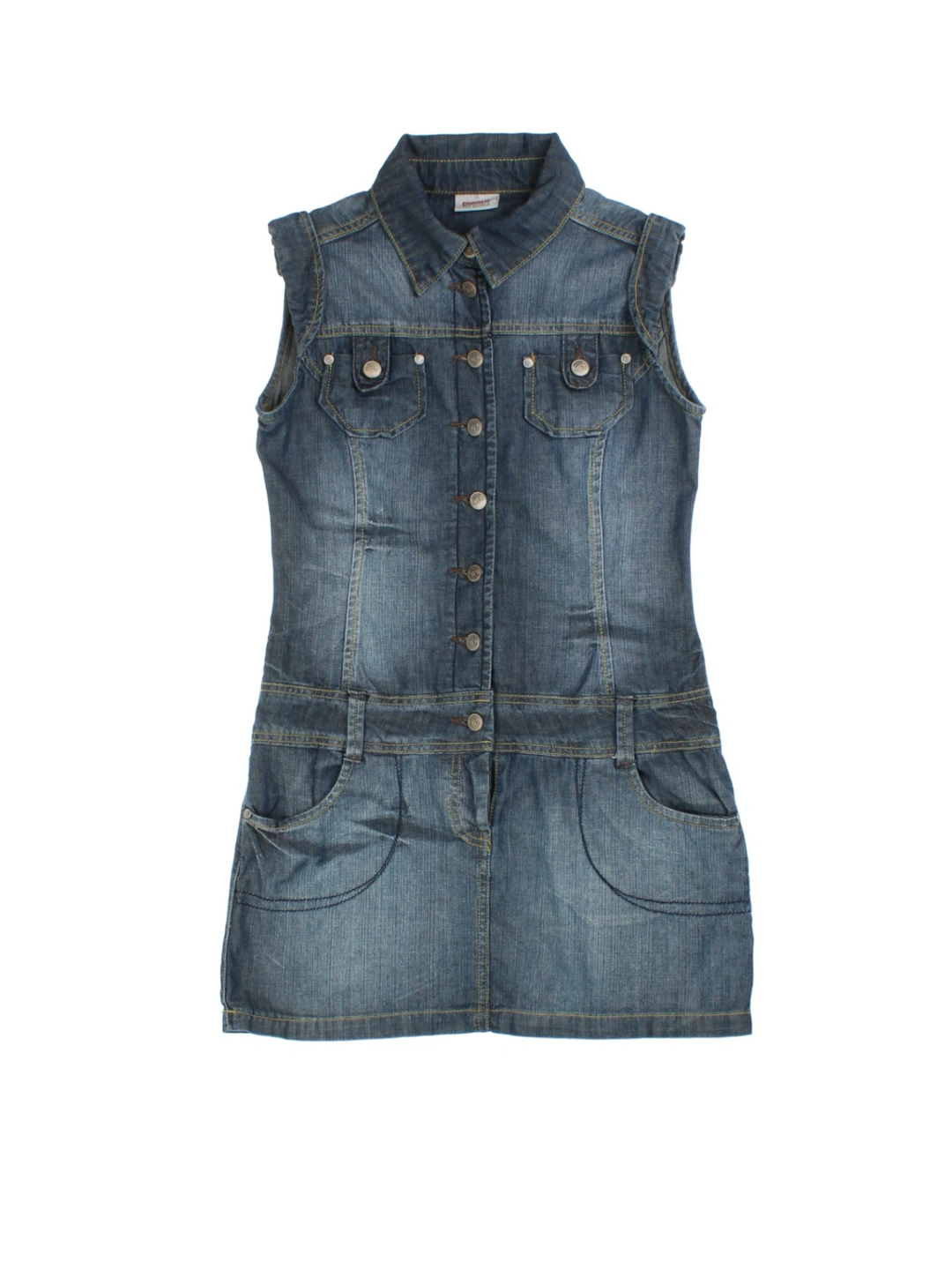 Y2K Colours of the World Denim Mini Dress (Size XXS)