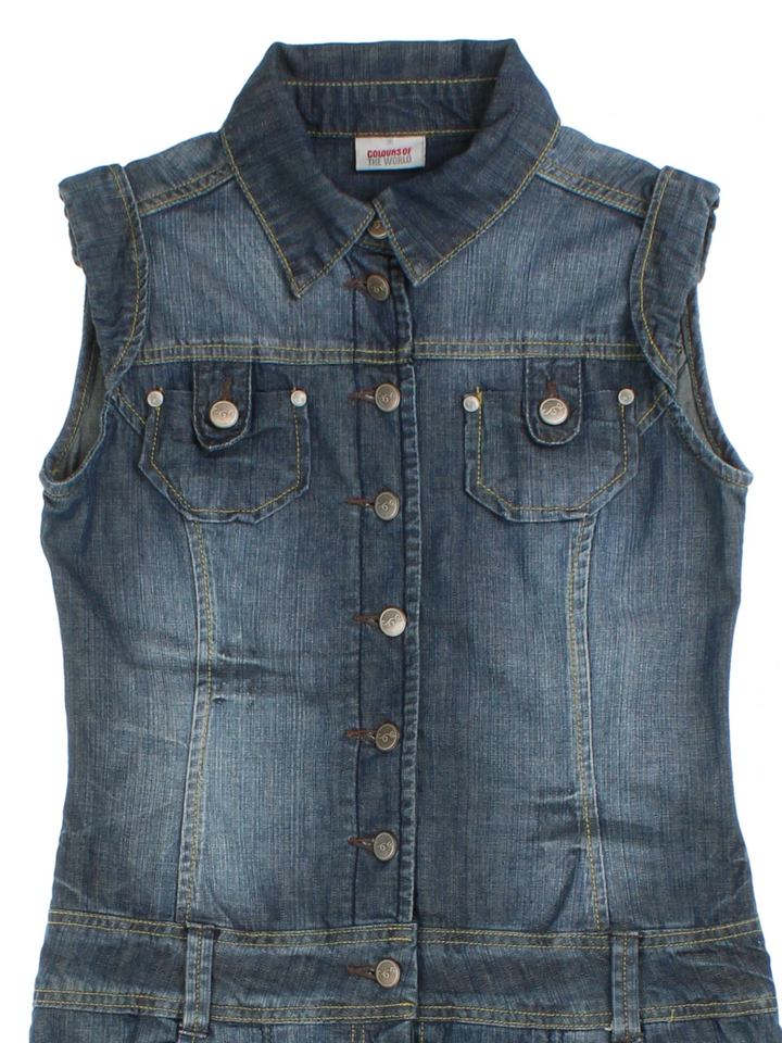 Y2K Colours of the World Denim Mini Dress (Size XXS)