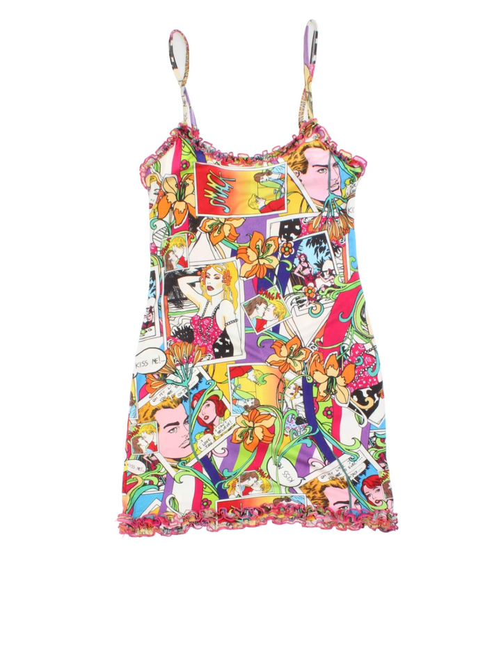 Y2K Comic Print Mini Dress (Size XXS)