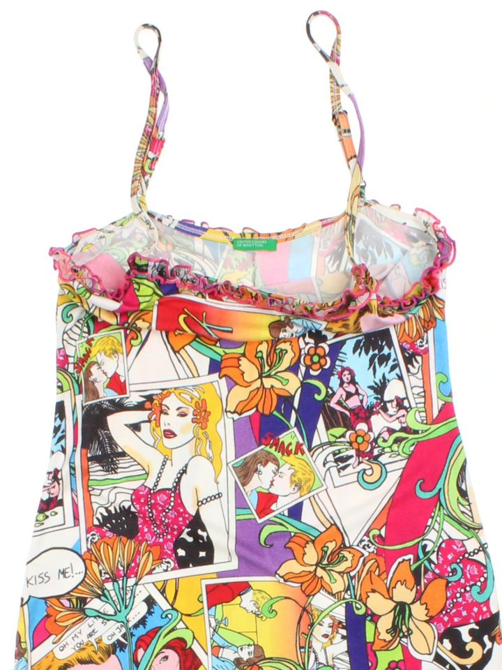 Y2K Comic Print Mini Dress (Size XXS)