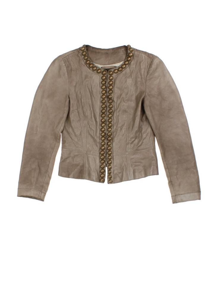 Y2K Studded Leather Jacket (Size XXS)
