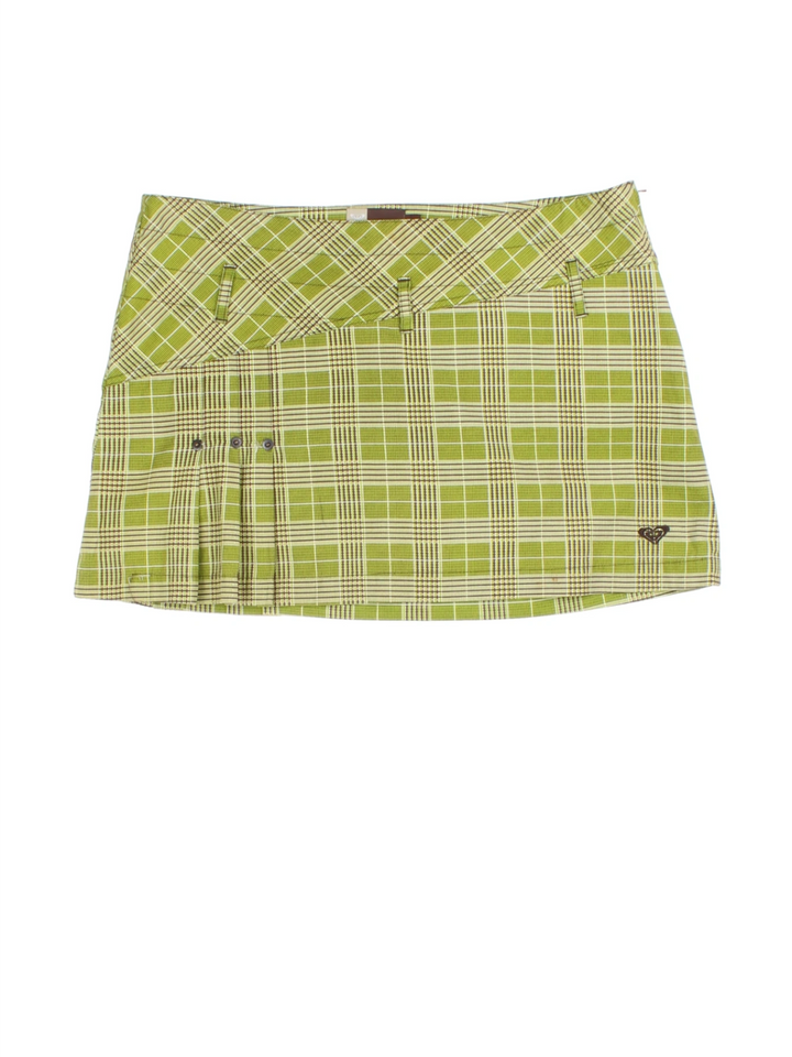 Y2K Roxy Plaid Mini Skirt (Size XXL)