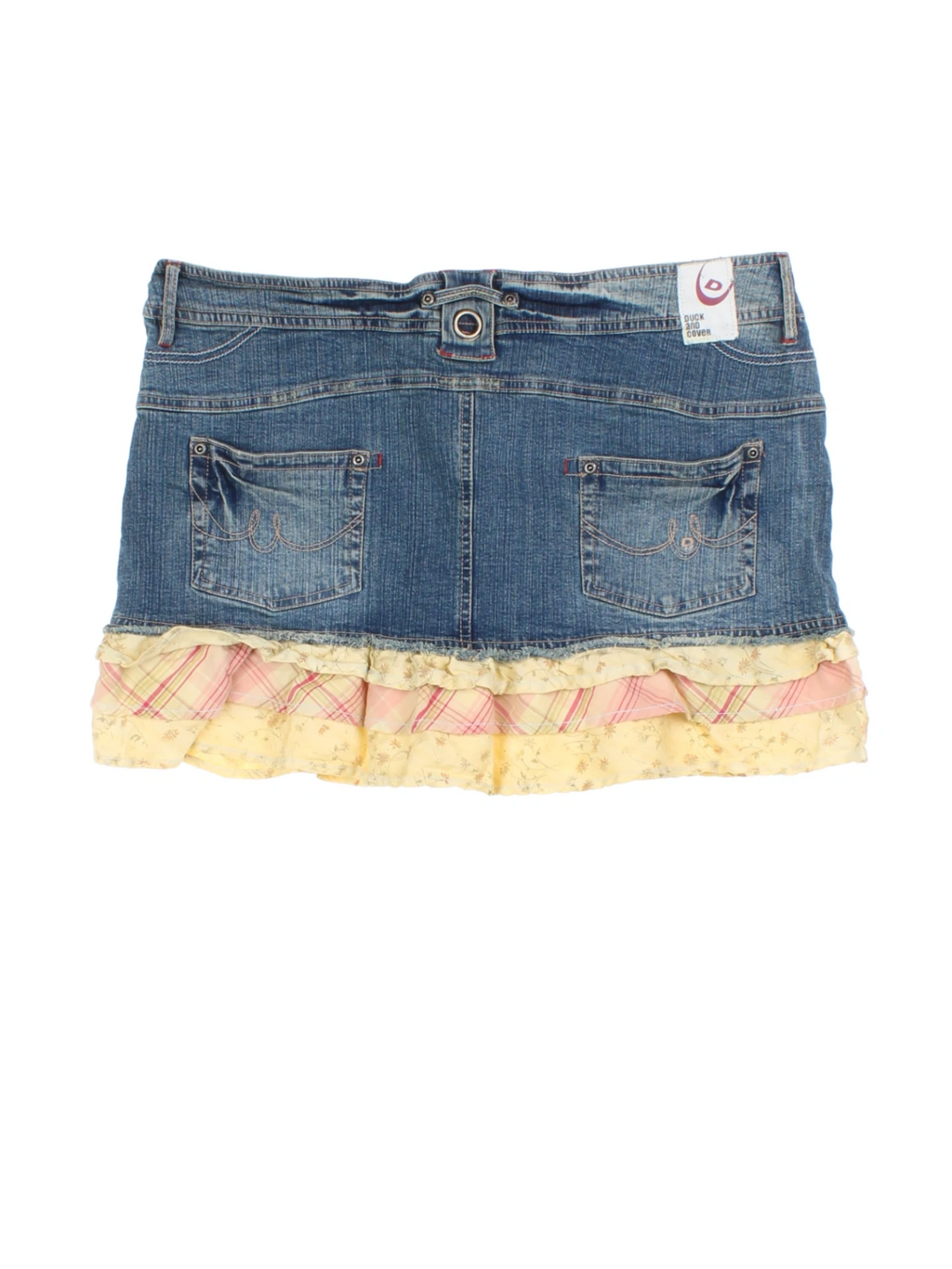 Y2K Floral Denim Mini Skirt (Size XXL)