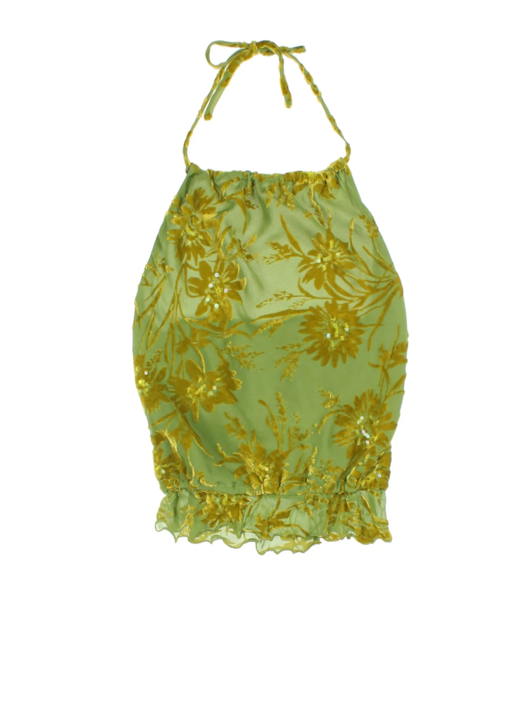 Y2K Floral Halterneck Top (Size XXS)