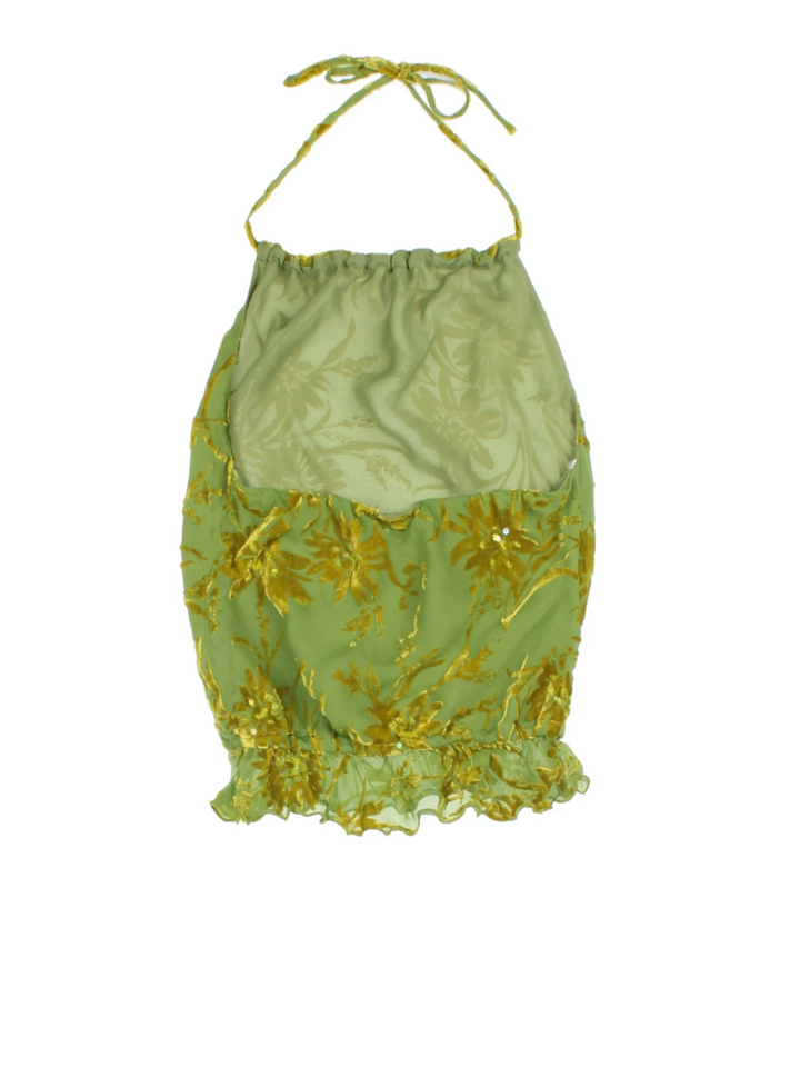 Y2K Floral Halterneck Top (Size XXS)