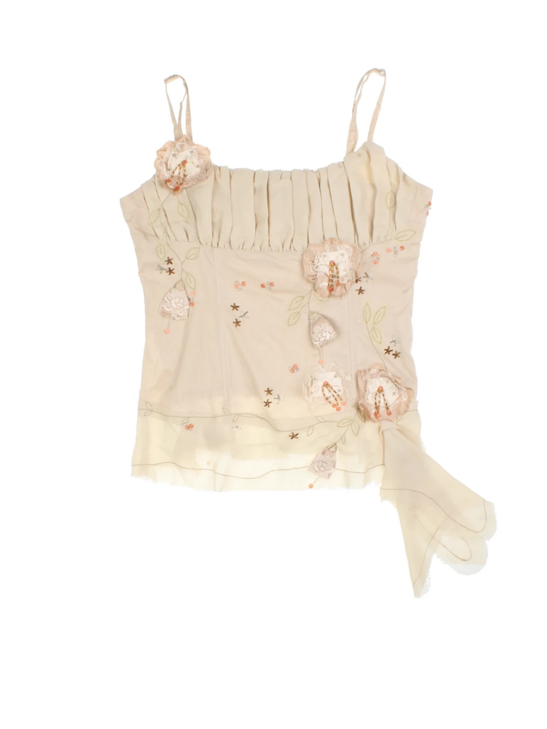 Y2K Floral Embroidered Top (Size XXS)